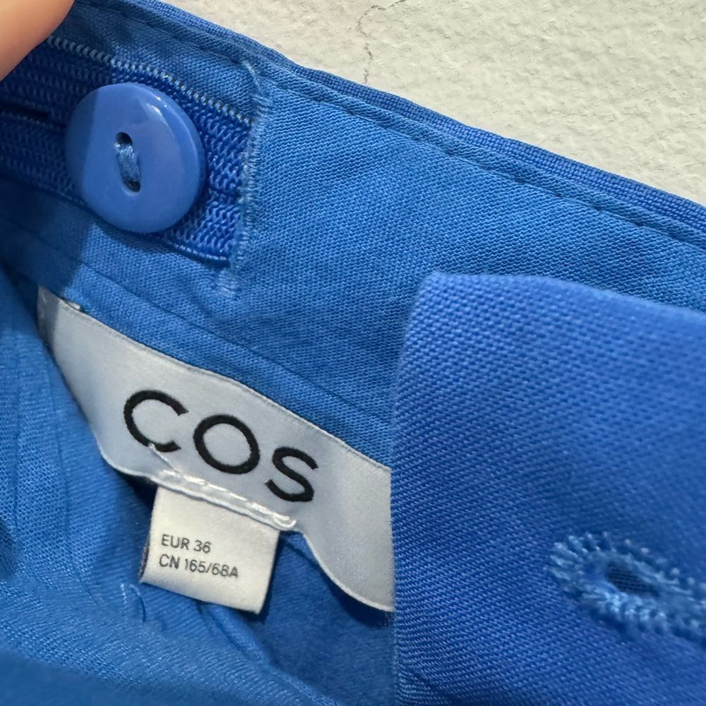 NWT COS Wide-Leg Pleated Wool Trousers in bright blue - Picture 11 of 11